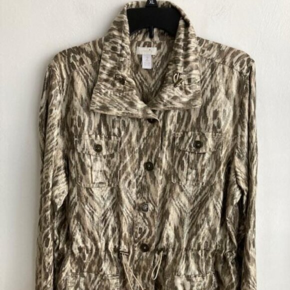 Womens Chicos Metallic Lightweight Linen Cotton Jacket Size 2 Gorgeous Style - Picture 6 of 6